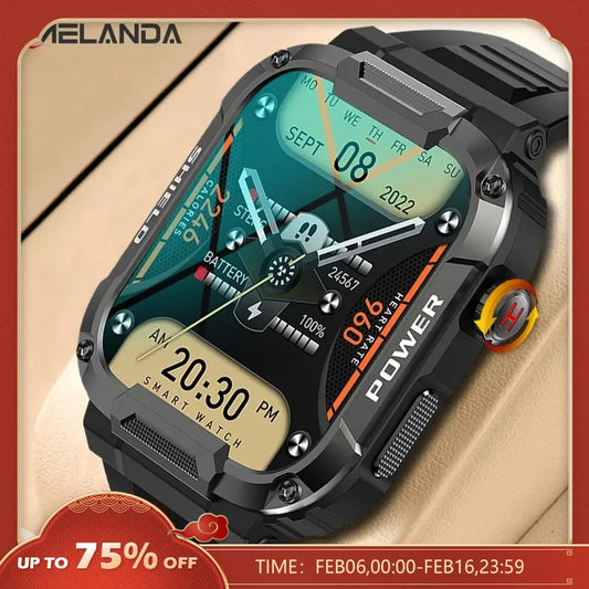 MELANDA 1.85 Outdoor Military Smart Watch Men Bluetooth Call Smartwatch For Android IOS IP68 Waterproof Sports Fitness Watches