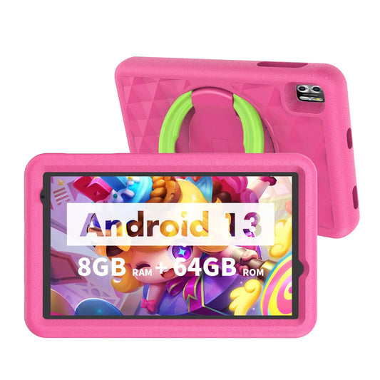 VASOUN Kids Tablet 8 Inch, Android 13 Quad Core, 8GB(4+4expand)RAM+64GB ROM, 5000mAh, Dual Camera, WiFi, Parental Control