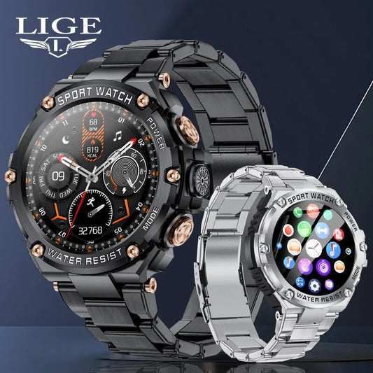 LIGE 2024 Smart Watch Men 800mAh Battery Heart Rate Blood Oxygen Watch Health Tracker Waterproof Bluetooth Call Smartwatch Men